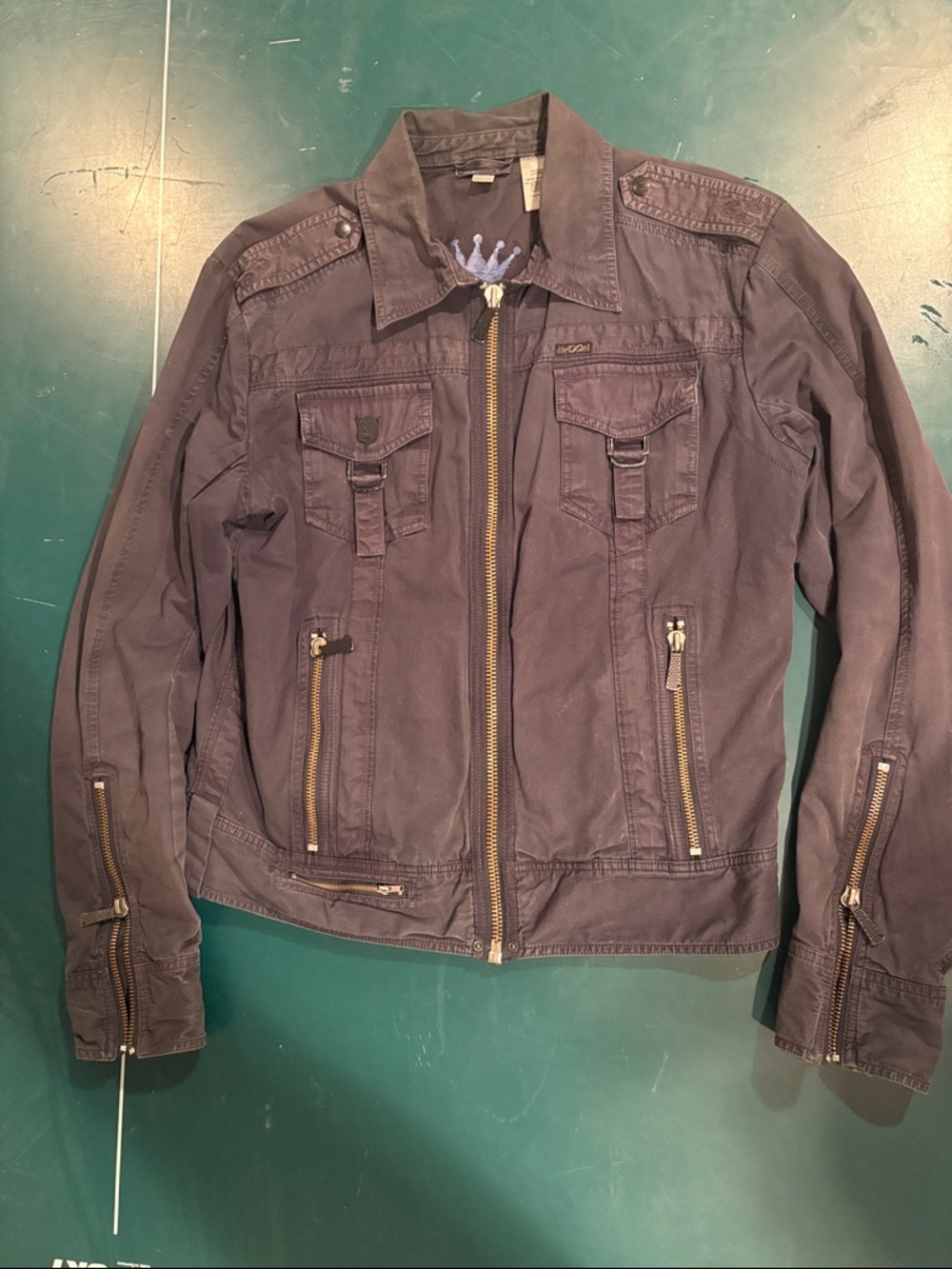 Diesel Men's Zip Front Field Jacket - faded navy blue
